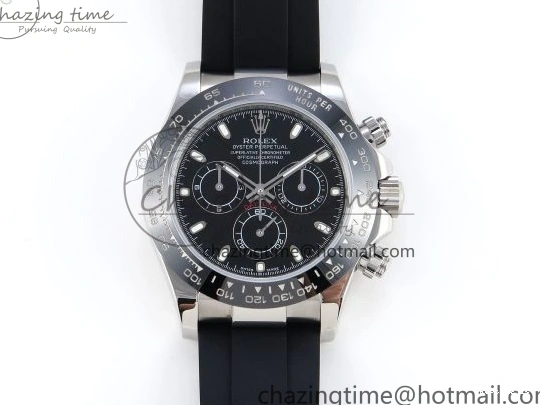 1225 Premium DAYTONA 116519 SS OMF BEST EDITION BLACK DIAL ON OYSTERFLEX STRAP A7750 (SLIM MOVEMENT) 1788